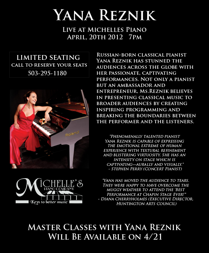 Yana Reznik Piano Event at Michelles Piano