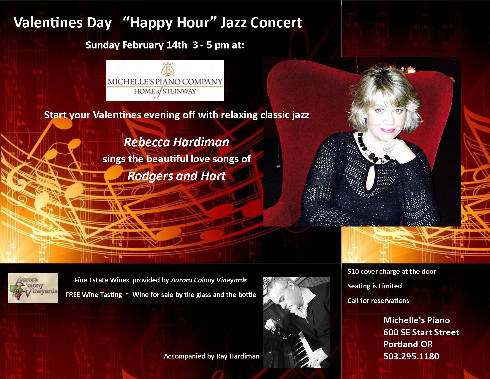 Michelles Piano Valentines Day Jazz Concert with Rebecca Hardiman