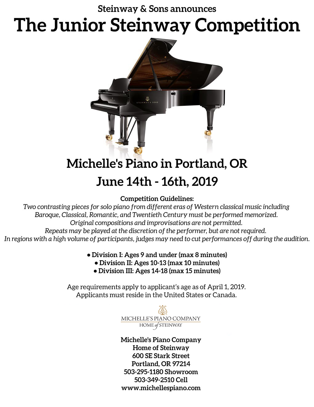 2019 Junior Steinway Competition
