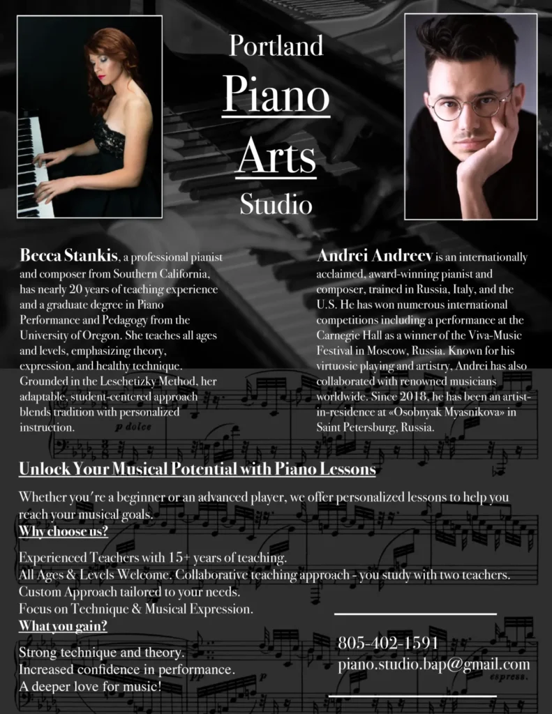 Portland piano studio Flyer